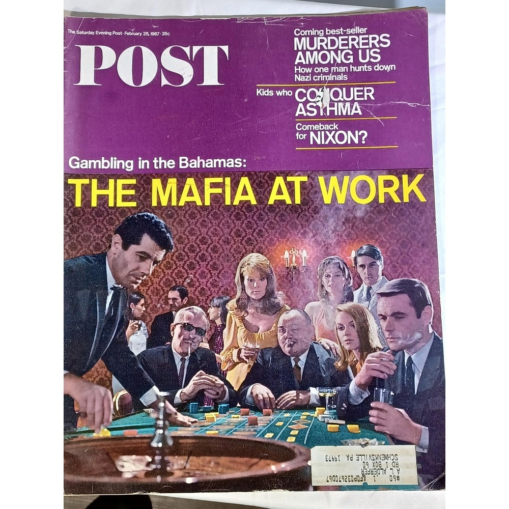 Vintage 1967 Saturday Evening Post Magazine Mafia At Work Bahamas Nixon‎ Crime